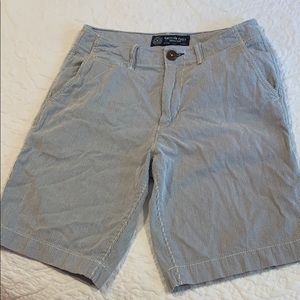 American Eagle Blue and White Pinstriped Shorts